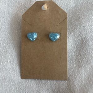 Blue Heart Stud Earrings